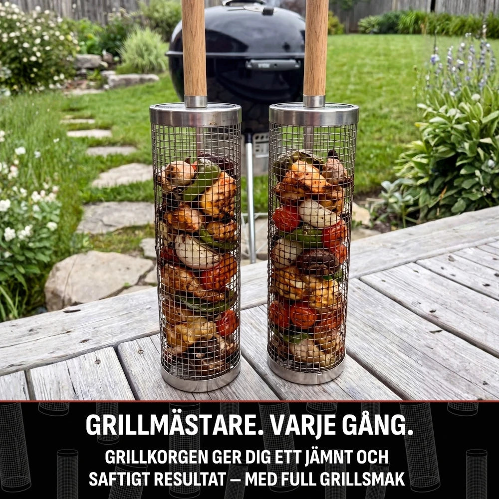 Rolling Stainless Steel Grill Basket