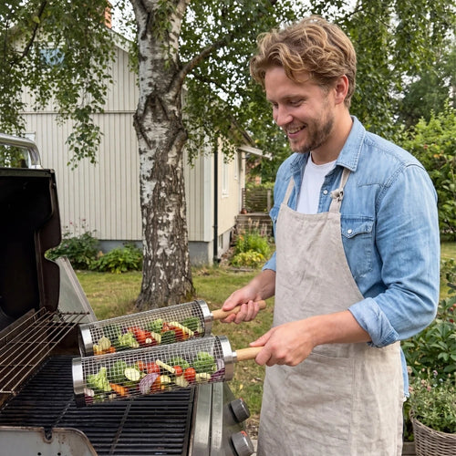 Rolling Stainless Steel Grill Basket