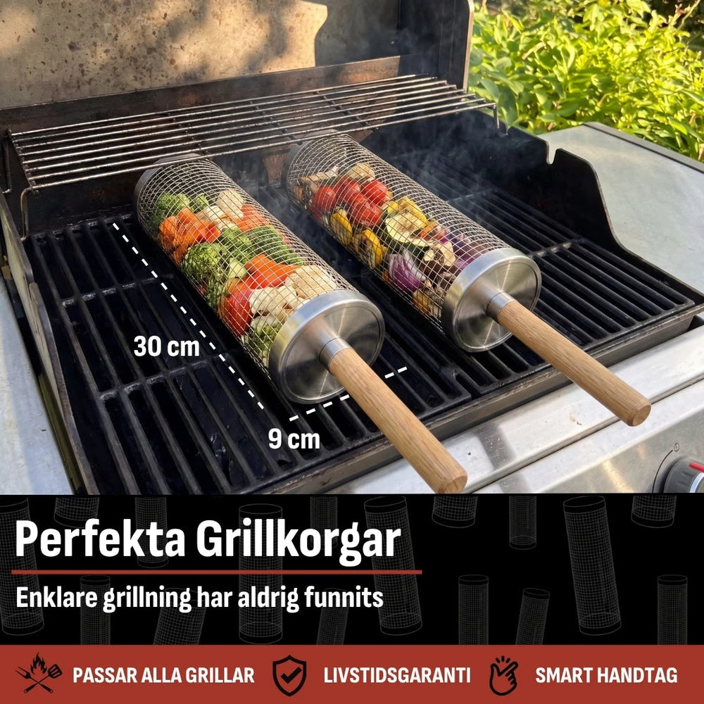 Rolling Stainless Steel Grill Basket