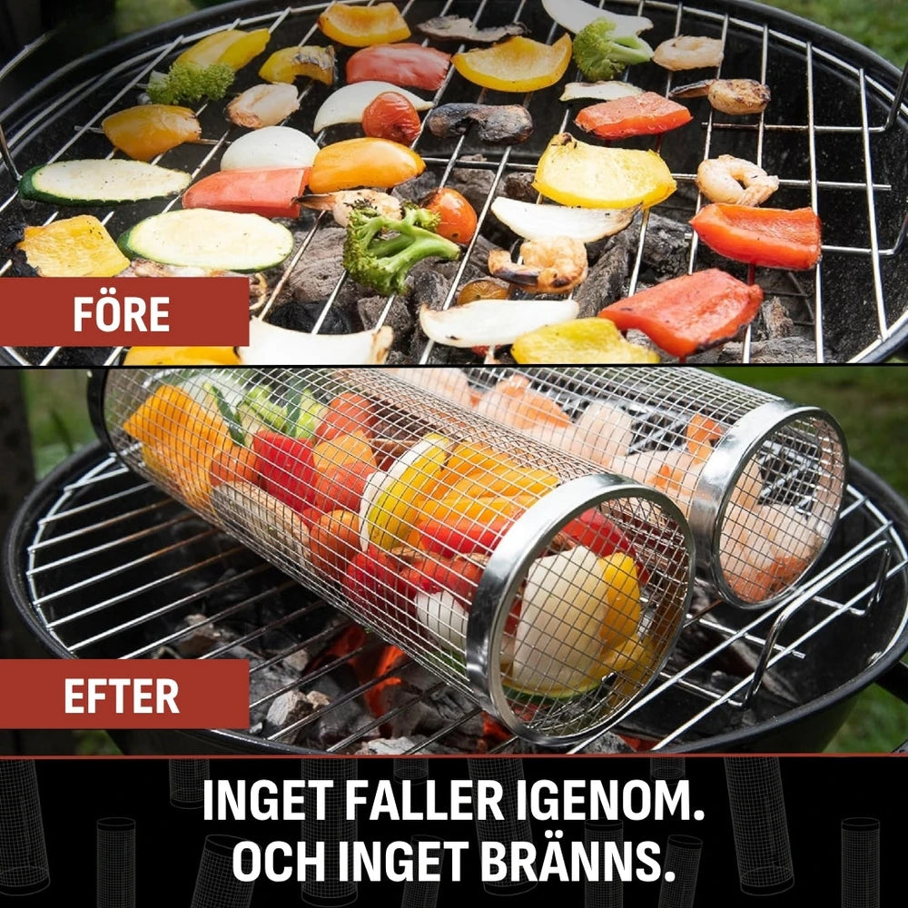 Rolling Stainless Steel Grill Basket